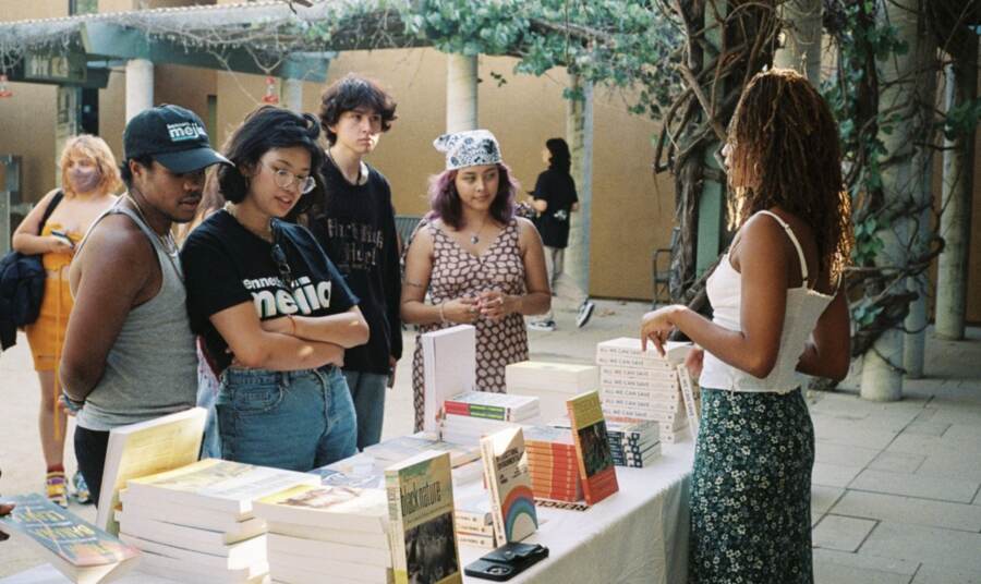Community book table.