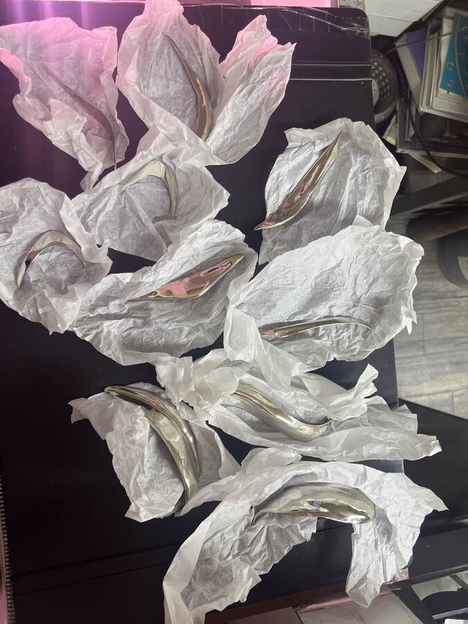 Formed elements drying in the studio.
