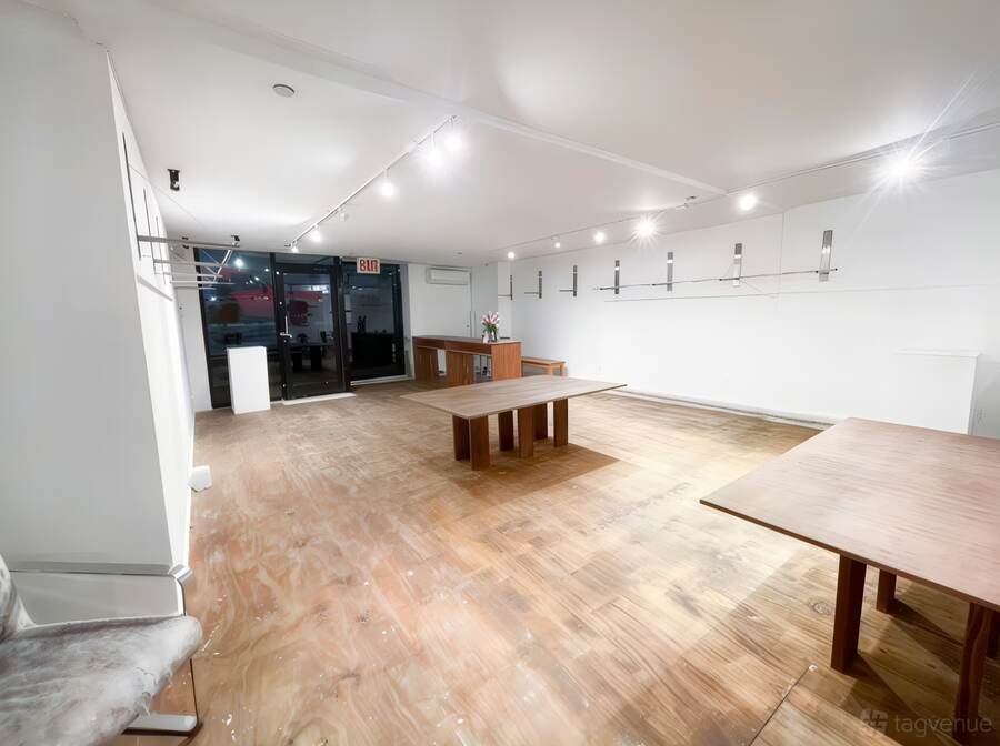 Custom tables and open floor.